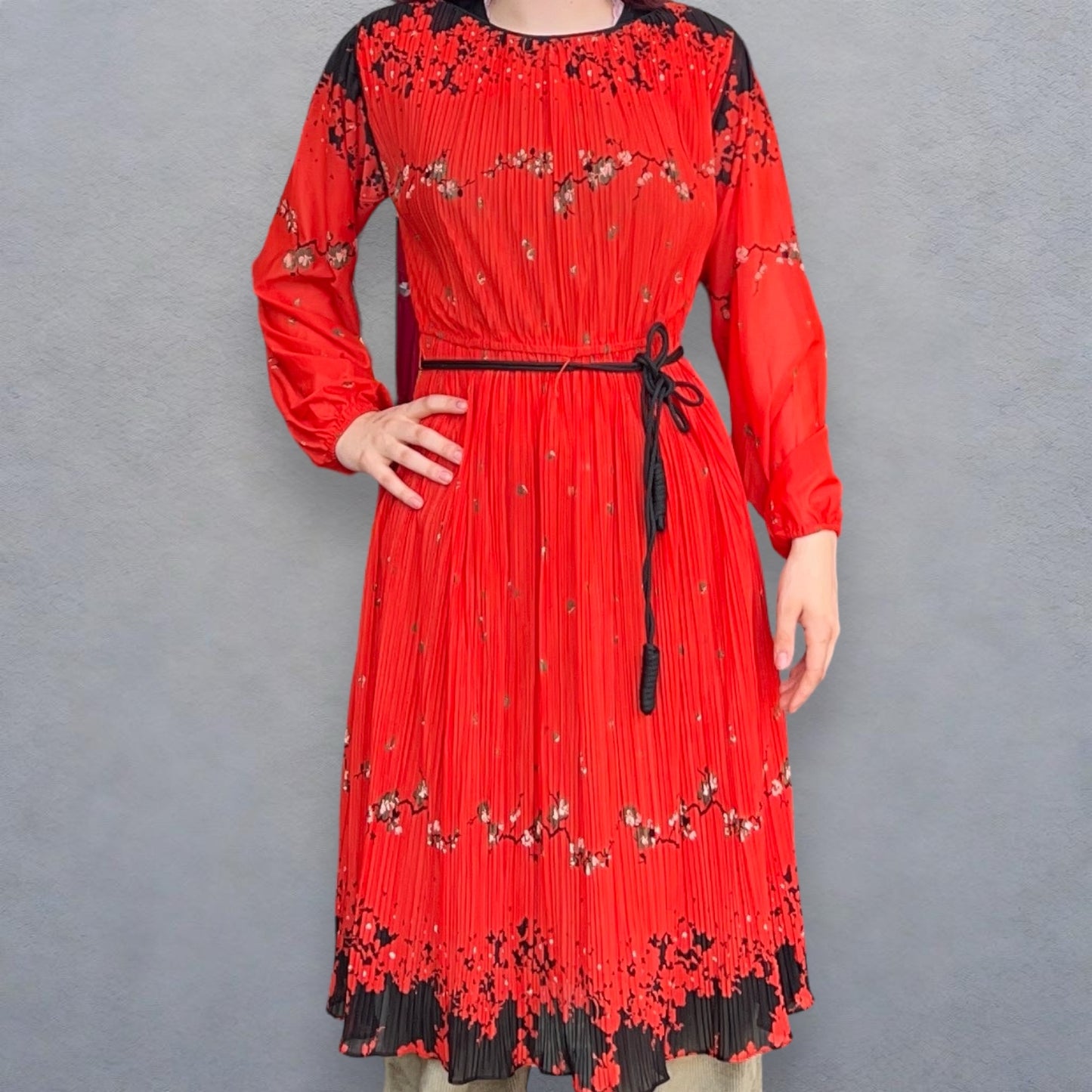 Vintage Red All Over Print Dress