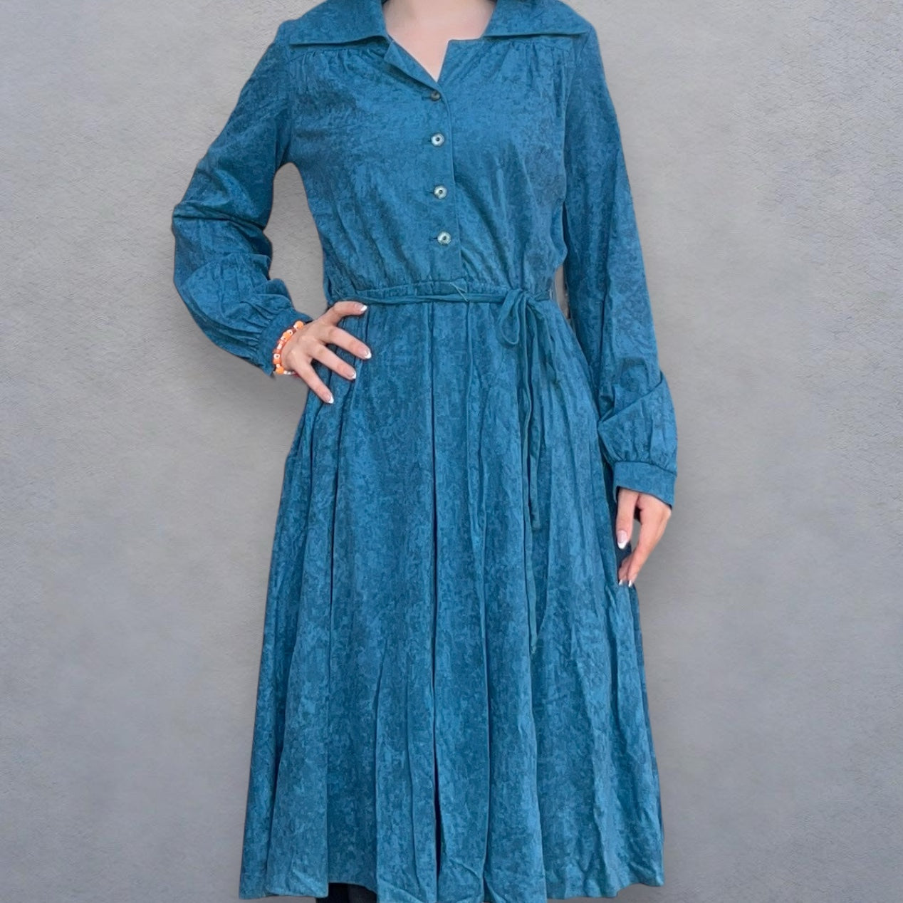 Vintage Velvet Button Up Buckle Dress