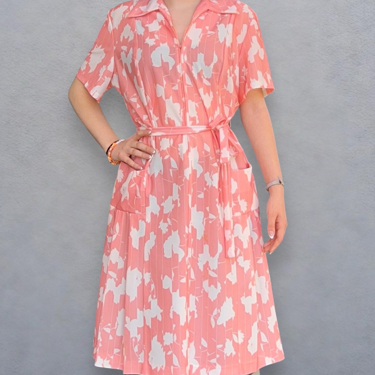 Vintage Pink Print Dress