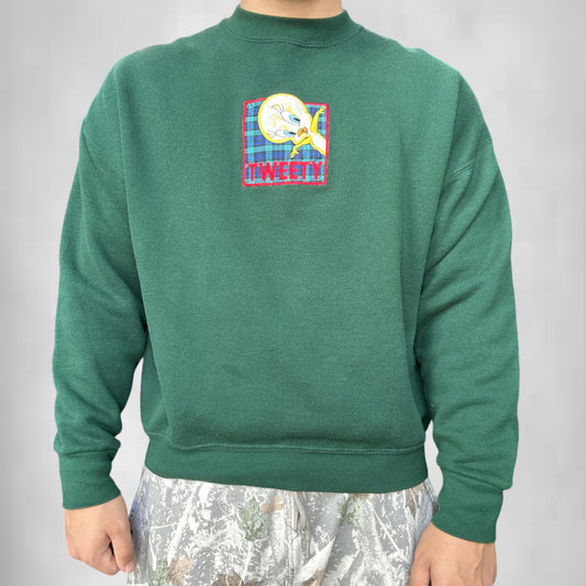 Vintage Tweety Bird Green Crewneck