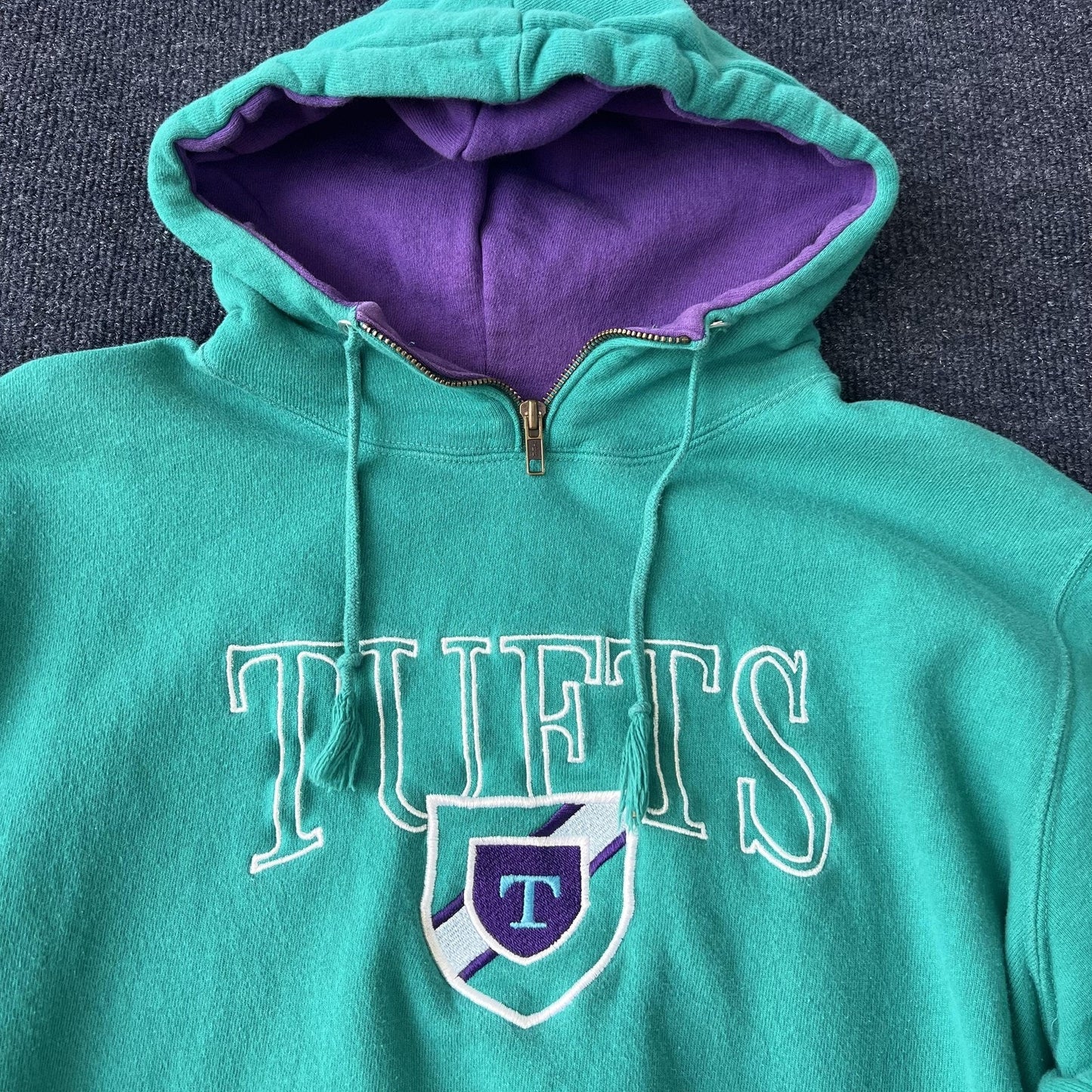 Vintage 90s Champion Tufts Pullover Embroidered Made In USA Hoodie