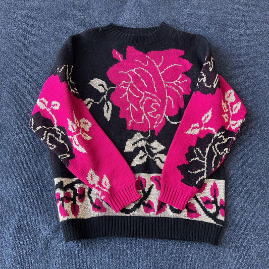 Vintage 80s Rose Floral Sweater