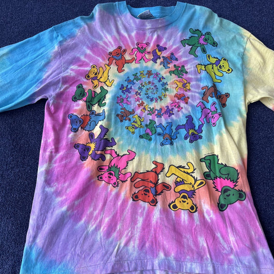 Vintage 90s Grateful Dead Tie Dye Liquid Blue Dancing Bears Long Sleeve