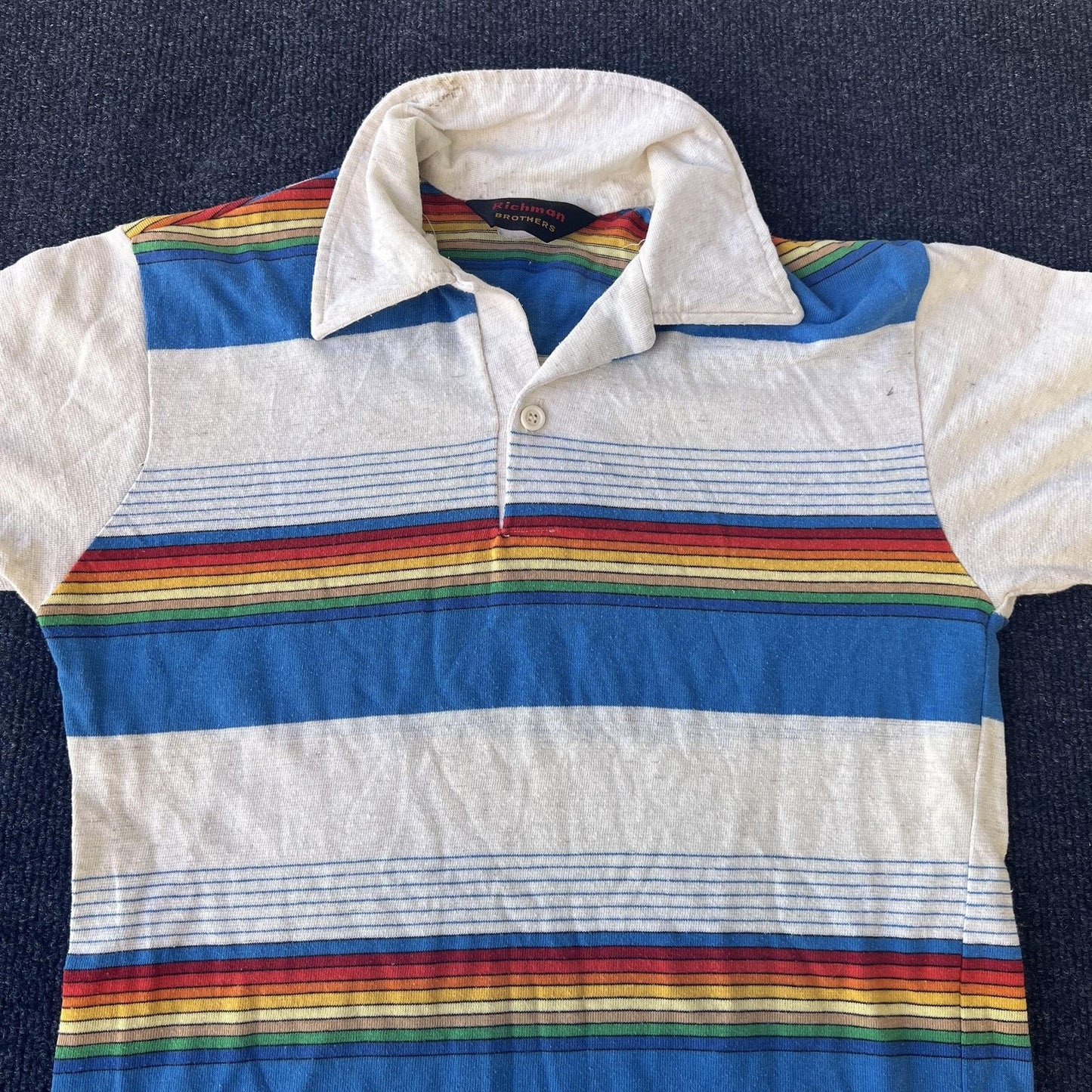 Vintage 70s Rainbow Striped Polo