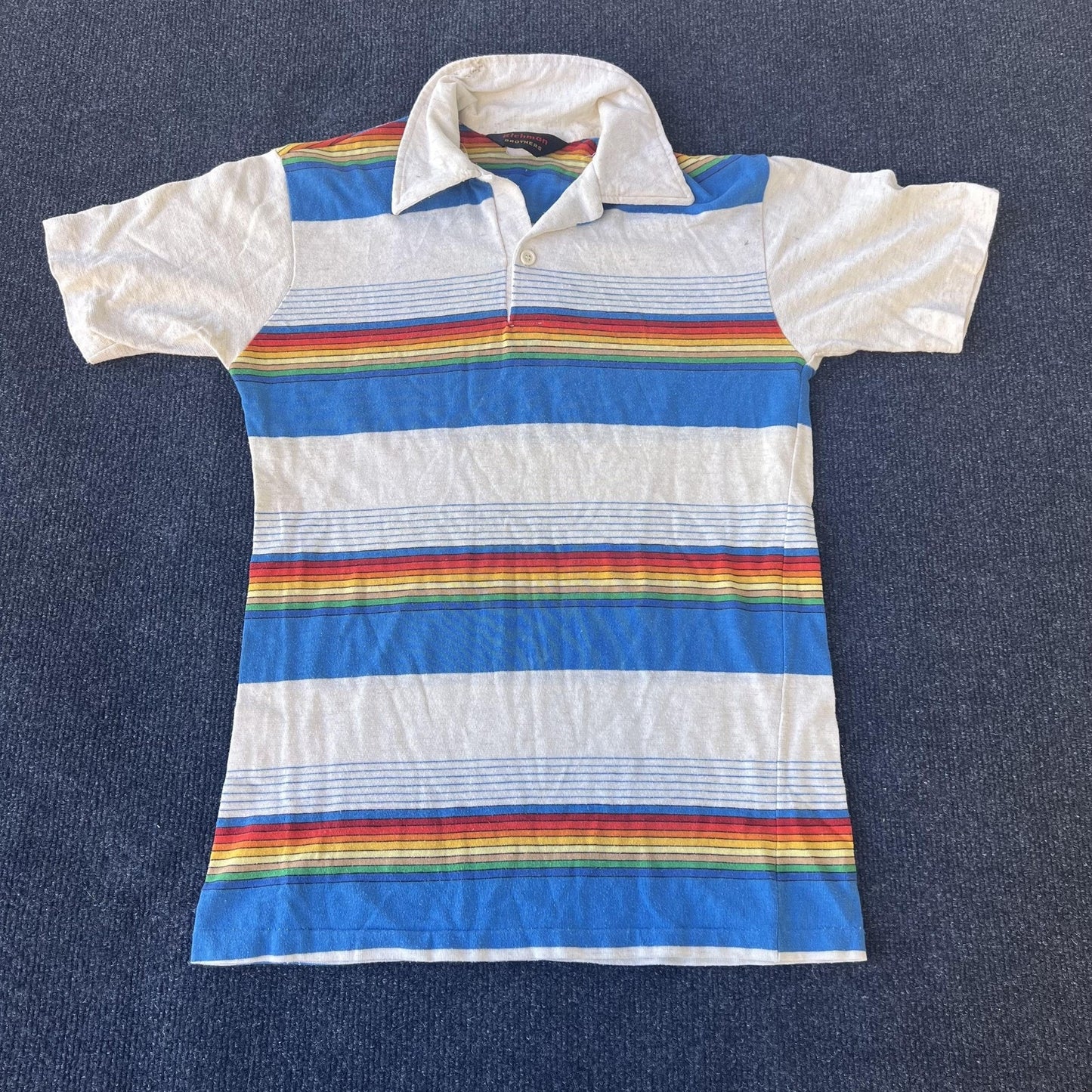 Vintage 70s Rainbow Striped Polo
