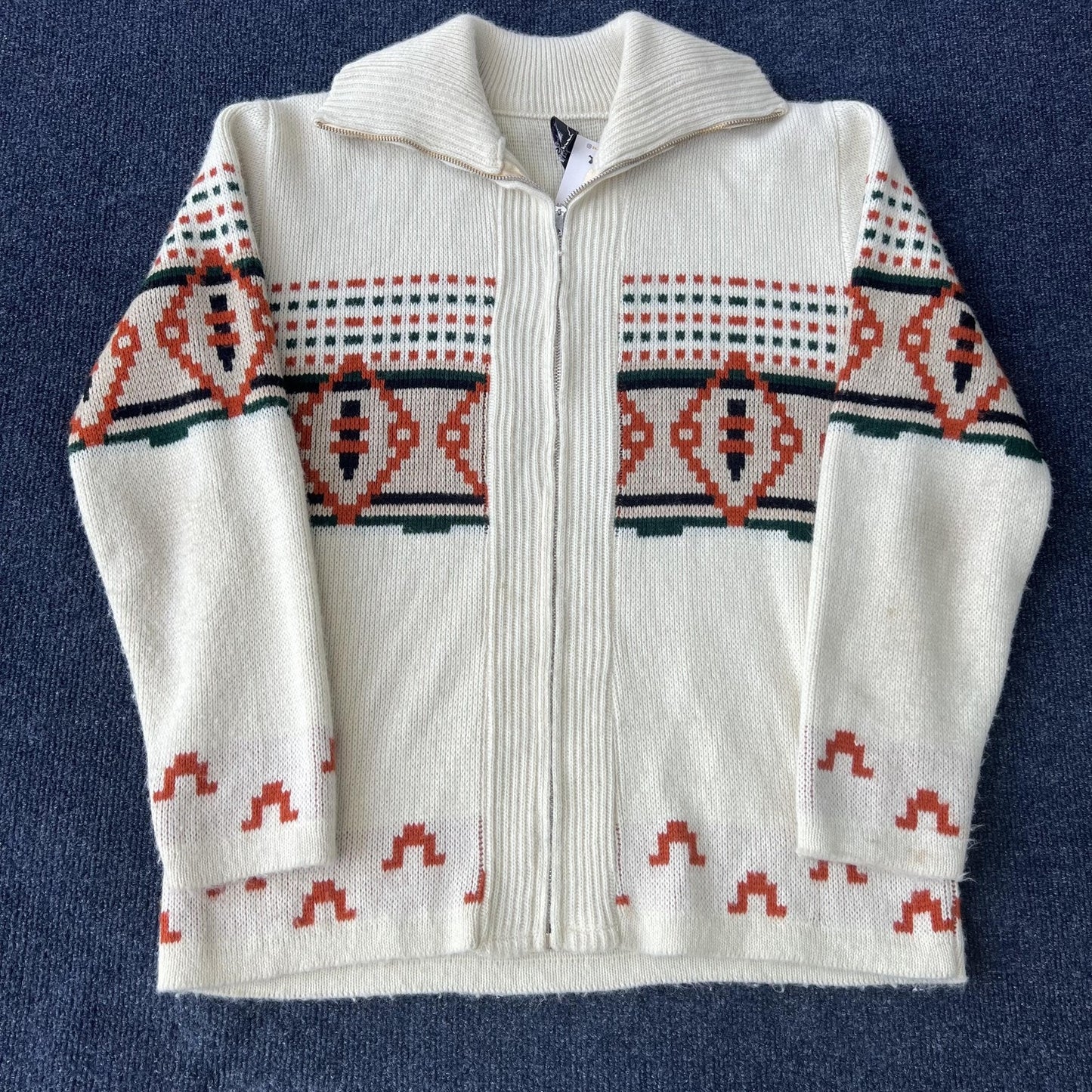 Vintage 90s Aztec Zip Up Sweater