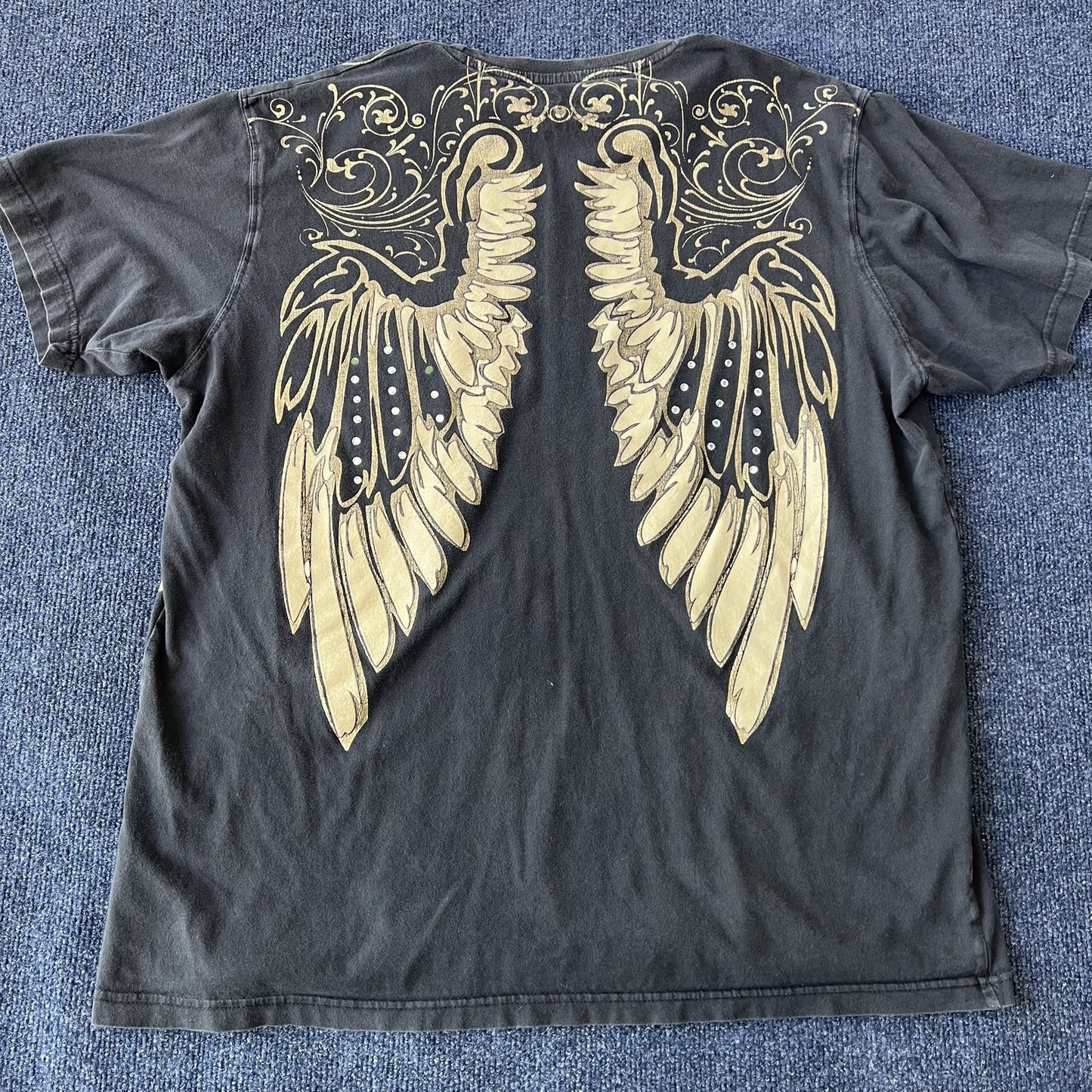 Y2K Gold Stride Prolific Majestic Angel Wings Tee