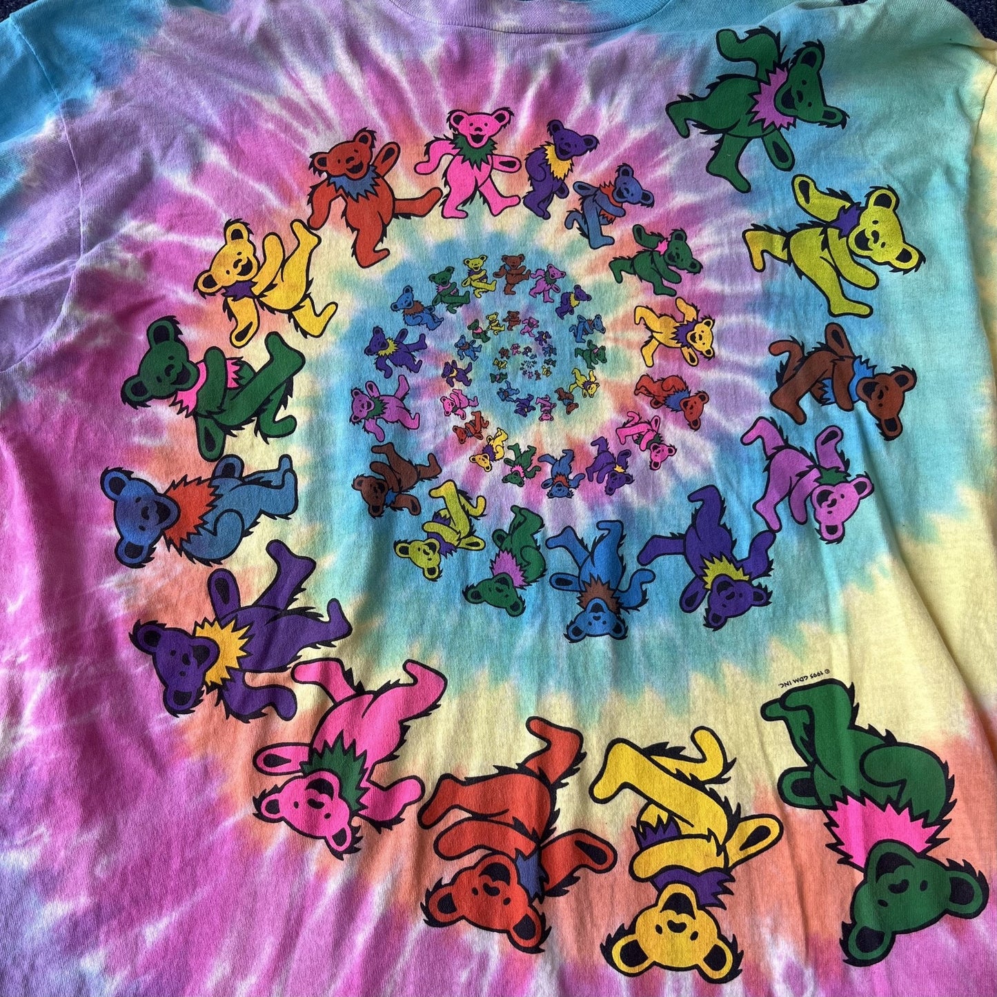 Vintage 90s Grateful Dead Tie Dye Liquid Blue Dancing Bears Long Sleeve