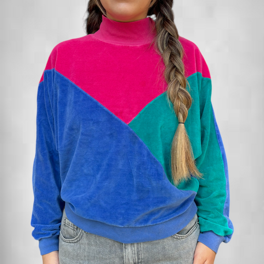 Vintage Velor Colorblock Turtleneck