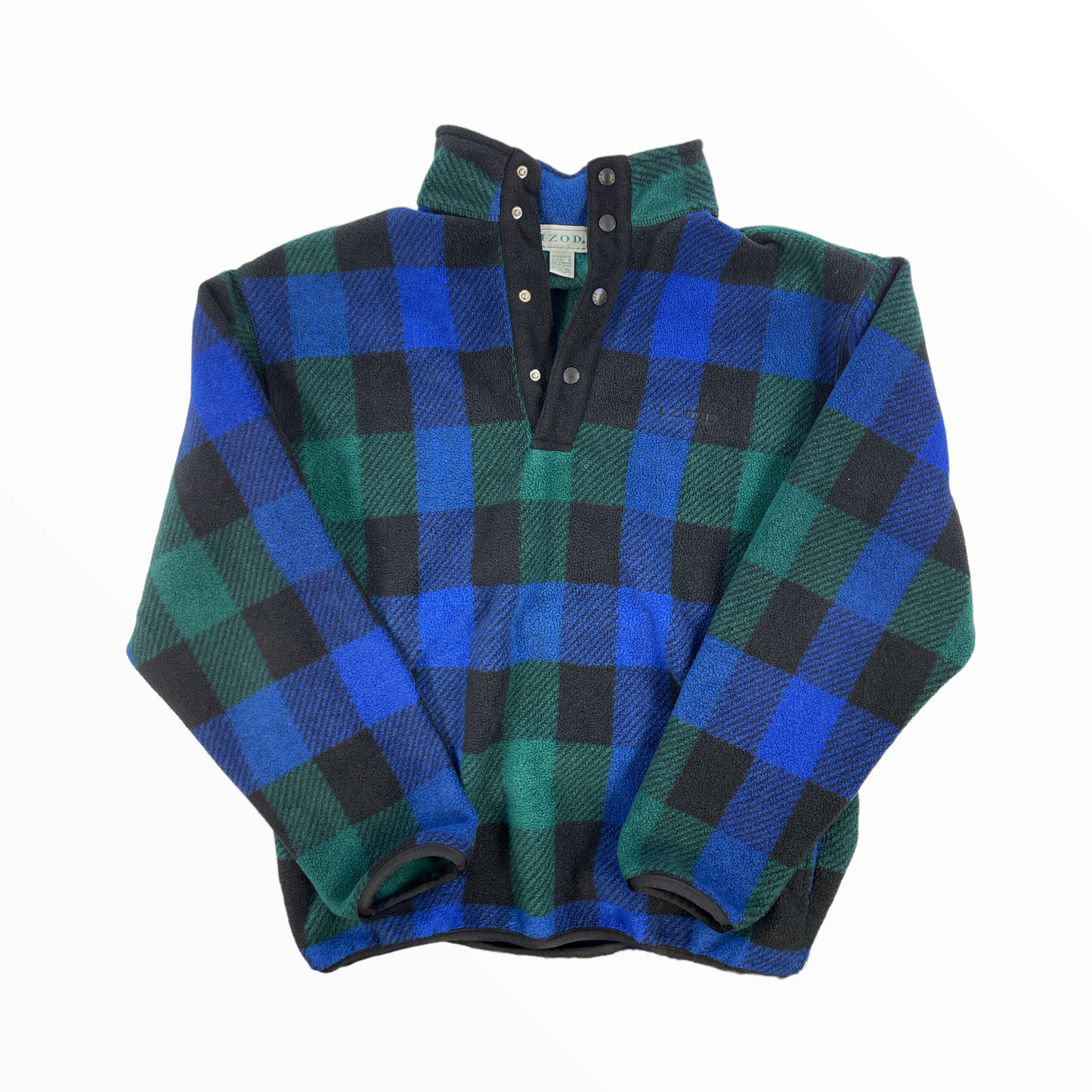 IZOD Plaid Button-Up Quarter-Zip Crewneck