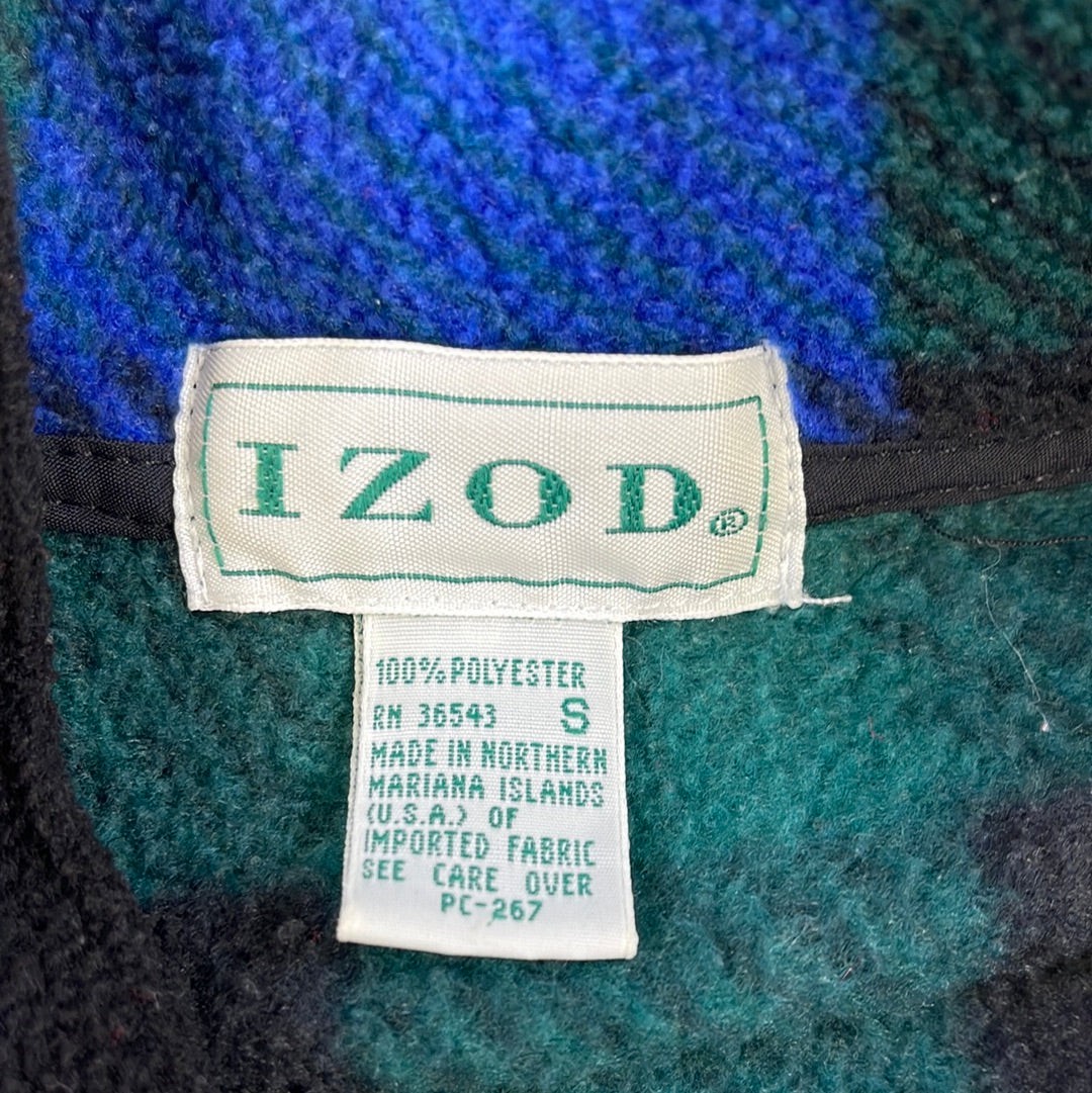 IZOD Plaid Button-Up Quarter-Zip Crewneck